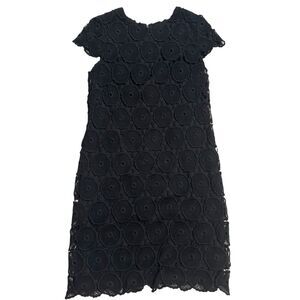 Vintage Suzy Chin for Maggy Women's Dress Black Size 4 Crochet Boho Lace Midi